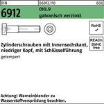 Zylinderschraube DIN 6912 Innen-6kt M6x12 010.9 galv.verz. 500St. - VPE: 500