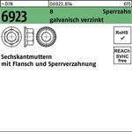 Sechskantmutter DIN 6923 Flansch/Sperrverzahnung M6 8 galv.verz. 1000 Stück - VPE: 1000