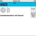 Sechskantmutter DIN 6923 Flansch M6 A 4 1000 Stück - VPE: 1000
