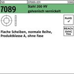 Unterlegscheibe ISO 7089 o.Fase 5 Stahl 200 HV galv. vernickelt 1000 Stück - VPE: 1000