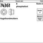 Kugelbundmutter DIN 74361 AM 14x1,5 SW19 8 phosphatiert 100 Stück - VPE: 100