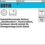 Mutter R 88118 diebstahlhemmend M12x 9 A 1 25 Stück - VPE: 25