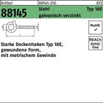 Deckenhaken R 88145 Typ 18E M10x 140x 22 Stahl galv.verz. 20 Stück - VPE: 20