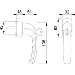 Secustik Variofit Fenstergriff NY 0810S/US10 100Nm Alu.F8707/ VK7 abschl.HOPPE