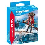 Pirat mit Floß und Hammerhai