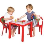 Kindertisch rot m. Aufdruck sortiert
