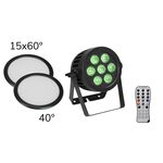 EUROLITE Set LED IP PAR 7x9W SCL Spot + 2x Diffusorscheibe (15x60° und 40°)