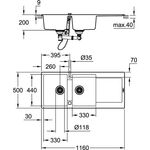 Grohe Kompositspüle K500 m Abtr. 1160x500mm granit sw