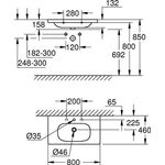 GROHE Möbelwaschtisch Euro Keramik 1 HL m ÜL 800x460mm PureGuard/awe