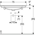 Geberit Möbelwaschtisch ONE weiß, ohne Hahnloch 750x480mm