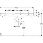 Geberit Waschtisch ONE weiß, mit 2x 1 Hahnloch 1200x480mm
