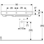 Geberit Waschtisch ONE weiß mit Hahnloch 900x480mm Ablage links