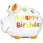 Sparschwein-Happy Birthday Farbe variiert, 1 Stück