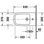 Duravit Wand-Bidet DURASTYLE m ÜL HLB 370x620mm 1 Hahnloch weiß WG