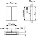 Keuco Spiegelschrank ROYAL MODULAR 2.0 Breite 700mm Höhe 900mm Tiefe 160mm