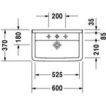Duravit Waschtisch STARCK 3 COMPACT m ÜL HLB 1 Hahnloch 600x370mm weiß WG