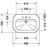 Duravit Waschtisch 1930 m ÜL HLB 1 Hahnloch 800x550mm weiß