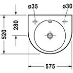 Duravit Waschtisch ARCHITEC m ÜL HLB 575x520mm HL-Vorstich weiß