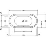 Duravit Oval-Badewanne STARCK 1900x900mm, 2 Rückenschrägen weiß