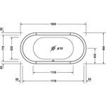 Duravit Oval-Badewanne STARCK 1900x900 freist 2 Rückenschrägen weiß