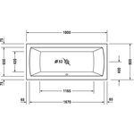 Duravit Rechteck-Badewanne DARO 2 Rückenschrägen 1800x800mm weiß
