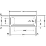 Duravit Rechteck-Badewanne DARO 1 Rückenschräge 1700x700mm weiß