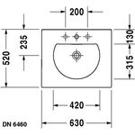 Duravit Möbelwaschtisch DARLING NEW m ÜL HLB 630x520mm 3 Hahnlöcher weiß