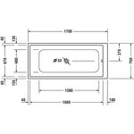 Duravit Rechteck-Badewanne DURASTYLE 1700x750mm weiß