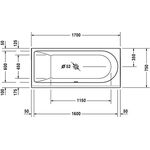 Duravit Rechteck-Badewanne DARLING NEW 1700x750mm, 1 Rückenschräge links weiß