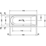 Duravit Rechteck-Badewanne DARLING NEW 1700x750mm, 1 Rückenschräge rechts weiß