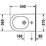 Duravit Wand-Bidet STARCK 2 m ÜL HLB 370x540mm 1 Hahnloch weiß