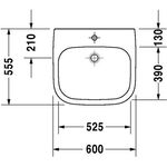 Duravit Waschtisch D-CODE VITAL MED o ÜL m HLB 600x550mm ohne Hahnloch weiß