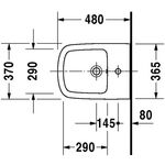 Duravit Wand-Bidet DURASTYLE COMPACT m ÜL HLB 370x480mm 1 Hahnloch weiß