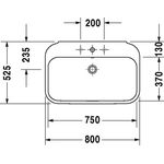 Duravit Waschtisch HAPPY D.2 m ÜL HLB 800x525mm 1 Hahnloch weiß