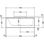 Duravit Rechteck-Badewanne DURASTYLE 1 Rückenschräge links 1700x700mm weiß