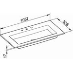 Keuco Keramik-Waschtisch ROYAL 60 1057x17x538mm m 3L-Boh we KEUCO
