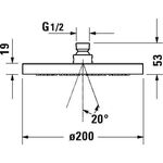Duravit Kopfbrause d= 200mm, Kunststoff, 1-strahlig chrom