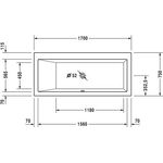 Duravit Rechteck-Whirlwanne VERO 160 l 170x75 we 1 RS links Air-System