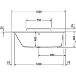 Duravit Rechteck-Whirlwanne DURASTYLE 130 l 160x70 we 1 RS links Air-System