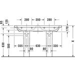 Duravit Doppel-Waschtisch DURASTYLE m ÜL HLB 1300x480mm 3 Hahnlöcher weiß WG