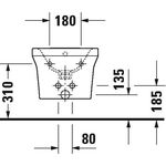 Duravit Wand-Bidet P3 Comforts m ÜL HLB 380x570mm 1 Hahnloch weiß WG
