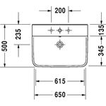 Duravit Waschtisch P3 Comforts m ÜL HLB 650x500mm 3 Hahnlöcher weiß