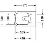 Duravit Wand-WC P3 Comforts RIMLESS tief, 380x570mm weiß WG