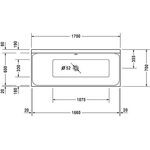 Duravit Rechteck-Badewanne P3 Comforts 1700x700mm, 1 Rückenschräge links weiß