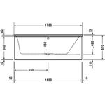 Duravit Rechteck-Badewanne P3 Comforts 1700x750mm, 1 Rückenschräge rechts weiß