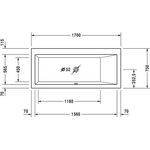Duravit Rechteck-Whirlwanne VERO 160 l 170x75 we 1 RS re Combi-System L