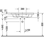 Duravit Möbelwaschtisch P3 Comforts m ÜL HLB 850x500mm ohne Hahnloch weiß