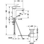 Duravit Einhebel-Waschtischmischer B.3 S mit Zugstangen-Ablaufgarnitur chrom