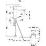 Duravit Einhebel-Waschtischmischer B.3 S ohne Zugstangen-Ablaufgarnitur chrom