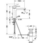 Duravit Einhebel-Waschtischmischer B.3 M mit Zugstangen-Ablaufgarnitur chrom